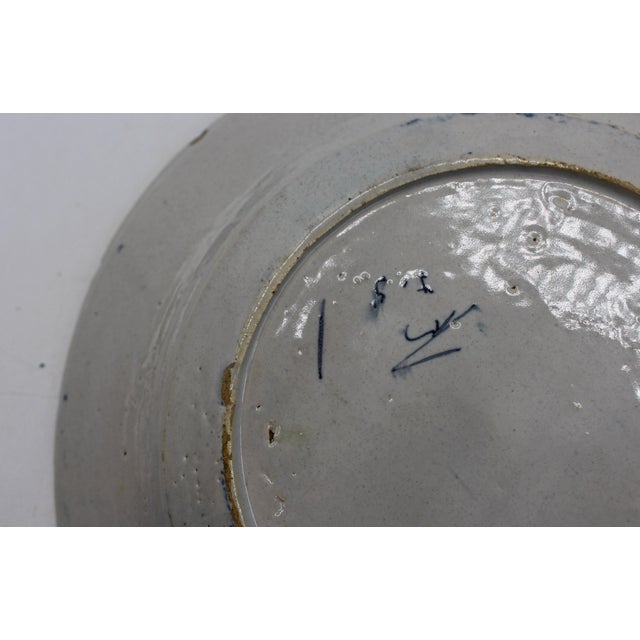 C. 1800 Pair of Delft Blue and White Peacock Feather Vase Plates For Sale - Image 9 of 9