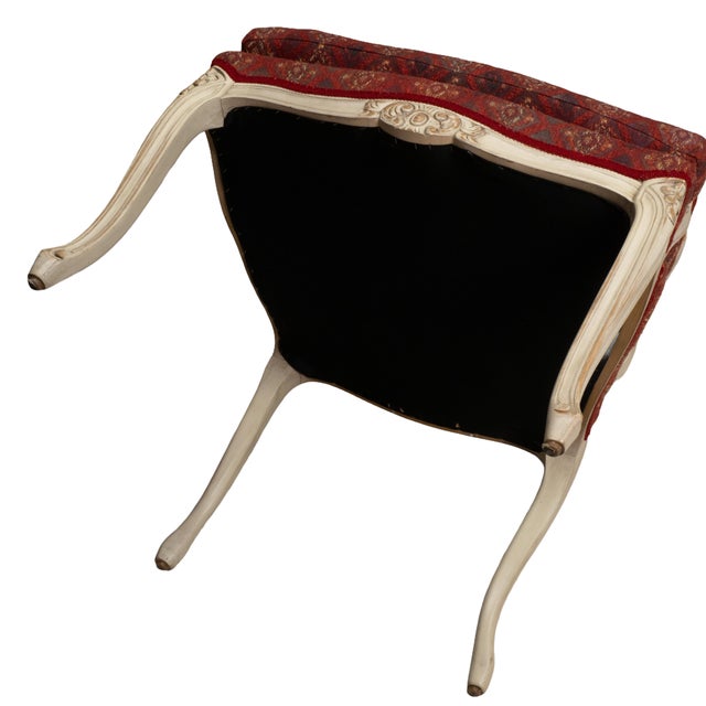 1970s French Provincial Dining Chairs Louis XV Style White Frame Upholstered -Set of 9 For Sale - Image 15 of 18