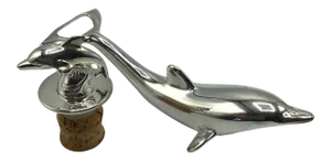Vintage International Silver Company Dolphin Bottle Opener and Bottle Stopper - Two Piece