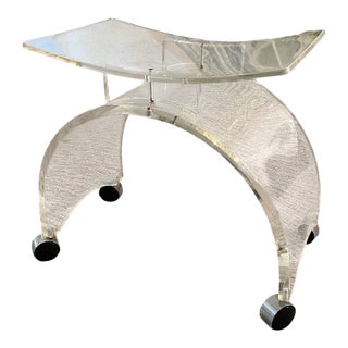 1970s Mid-Century Lucite Stool (On Casters) For Sale