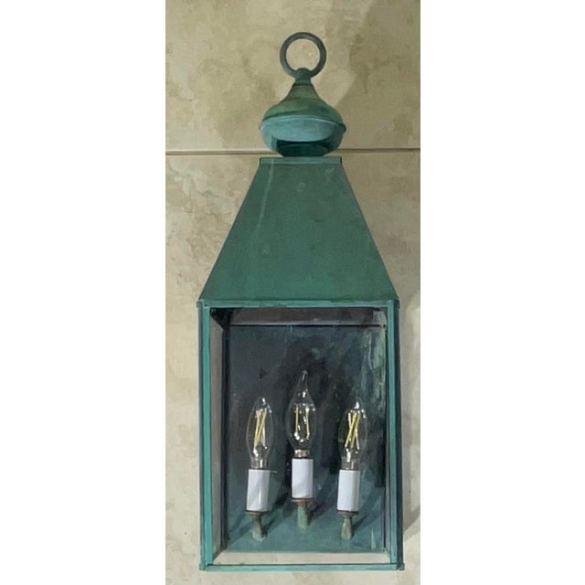 American Single Solid Brass Vintage Wall Lantern 21”h X 7”.5w X 8”d For Sale - Image 3 of 14