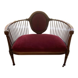 Antique Victorian Upholstered Settee For Sale