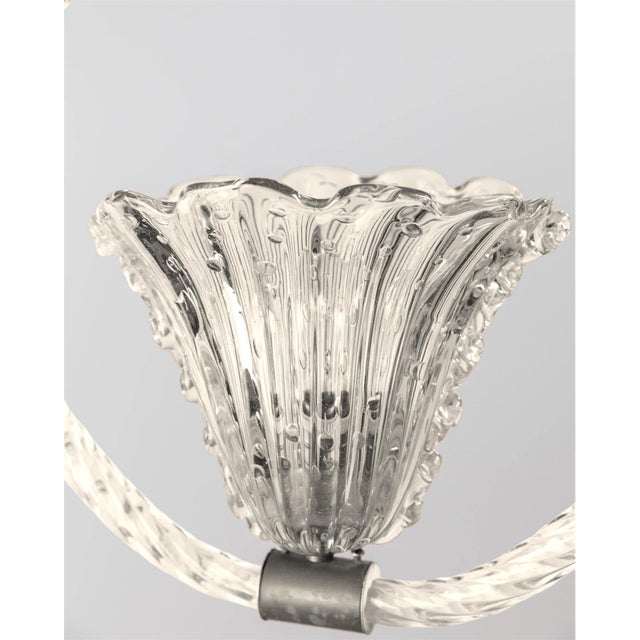 1940s Large Vintage Murano Glass Chandelier Art Deco Flower Shape Design by Barovier and Toso Italy 1940s For Sale - Image 5 of 9