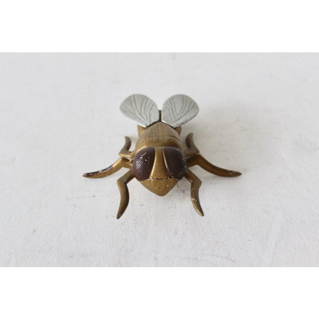 Brass Vintage Mid-Century Oversized Painted Metal Fly Container For Sale - Image 8 of 12