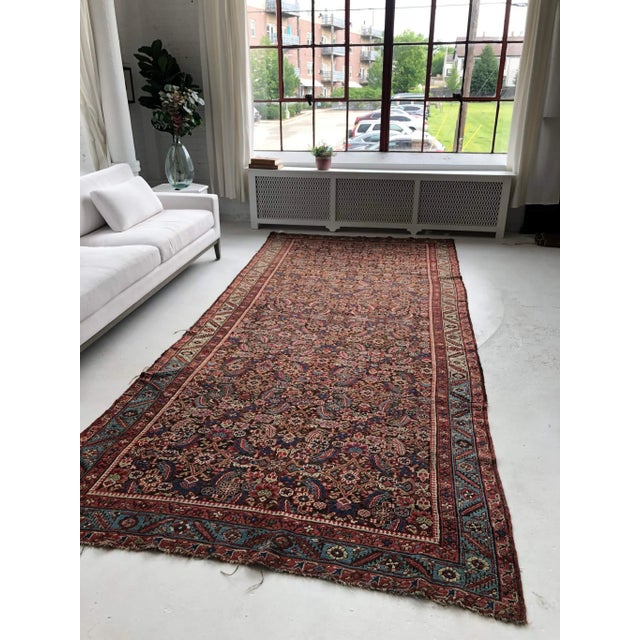 1910s Antique Eggplant, Magenta & Sky Blue Water Garden Design Rug, 5.9 x 13.10 For Sale - Image 5 of 11