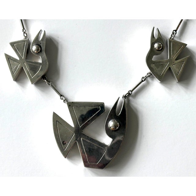 Modern Bird Motif Sterling Silver Necklace and Earrings Set Graziella Laffi For Sale In Atlanta - Image 6 of 14