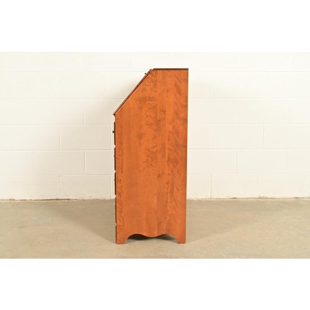 Ethan Allen American Colonial Solid Maple Drop Front Secretary Desk, Circa 1970s For Sale - Image 14 of 16