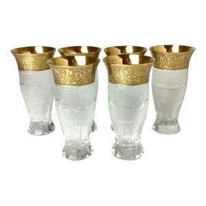 1960s Moser Cut Crystal Splendid Water Glasses- Set of 6
