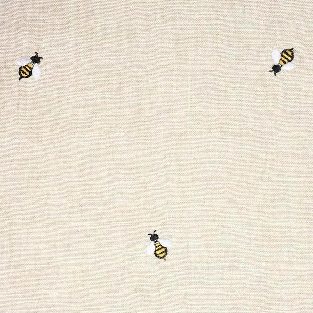 Schumacher Honey Bee Embroidery Fabric in Natural For Sale