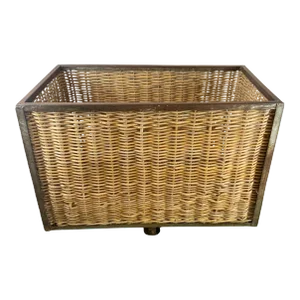 1940s French Wicker Rolling Cart