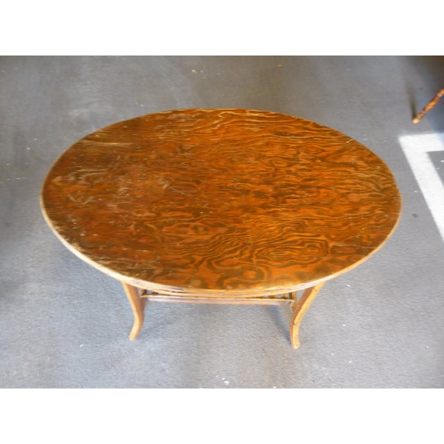 Brown 1920's Sculptural Oval Rattan Center Table For Sale - Image 8 of 9