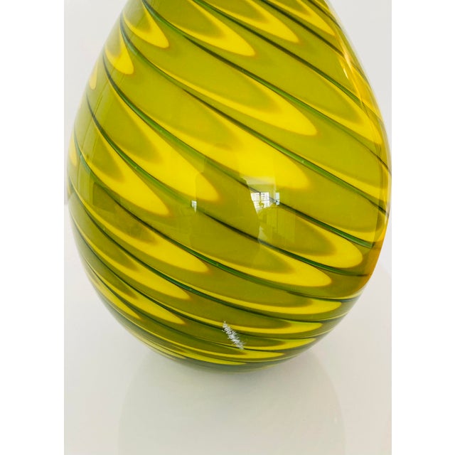 Crate & Barrel Green Swirl Glass Vase Chairish