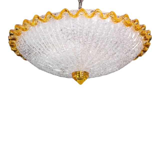 Italian Orange Murano Glass Ceiling Fixture, Murano, 1970 For Sale