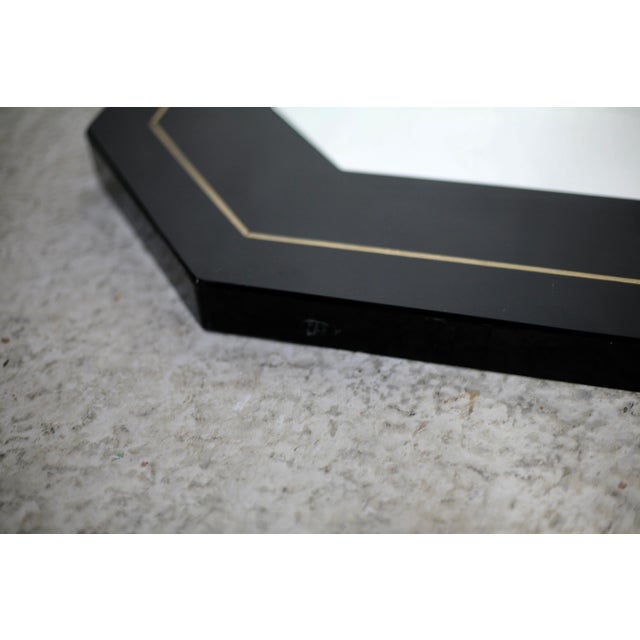 Black Lacquered Wood & Brass Edging Octagonal , 1970s For Sale - Image 3 of 12