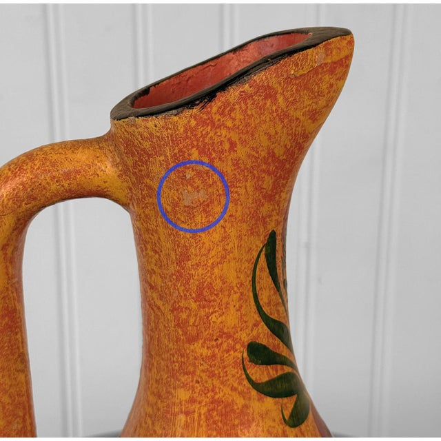 Vintage 18" Tonala Mexican Pottery Floral Ewer Pitcher For Sale - Image 10 of 11