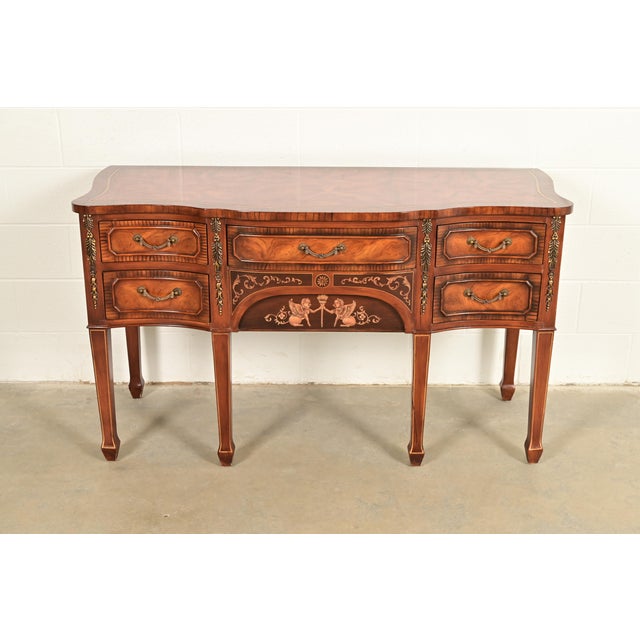 A gorgeous French Regency Louis XVI style sideboard, buffet, or bar cabinet In the manner of Maitland Smith USA, Circa...