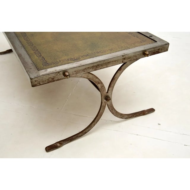French Steel and Leather Coffee Table, 1960s For Sale - Image 9 of 10