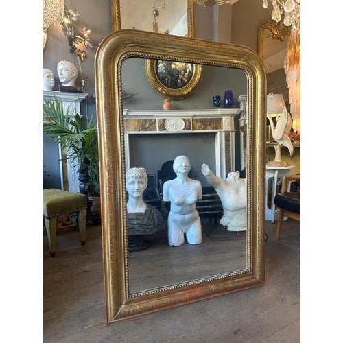 Gold Large Antique French Louis Philippe Gilt Domed Top Mirror, 1840 For Sale - Image 8 of 13
