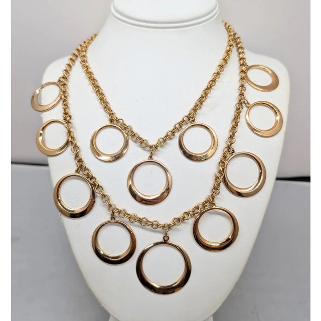 Metal Vintage Signed Napier Goldtone O Charms Necklace For Sale - Image 7 of 8