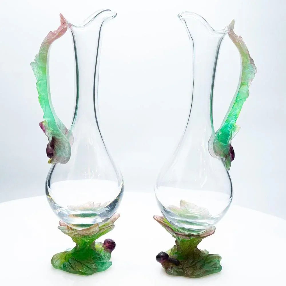 Glass Paste Carafes in Lilac Aqua Green Pink from Daum, France