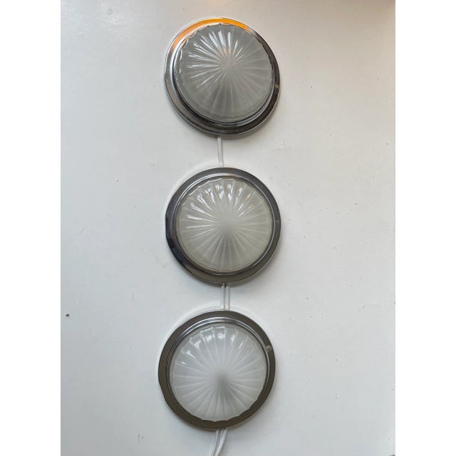 Art Deco Style Nautical Ship Wall Sconces with Sunburst Glass, 1960s, Set of 3 For Sale - Image 9 of 9
