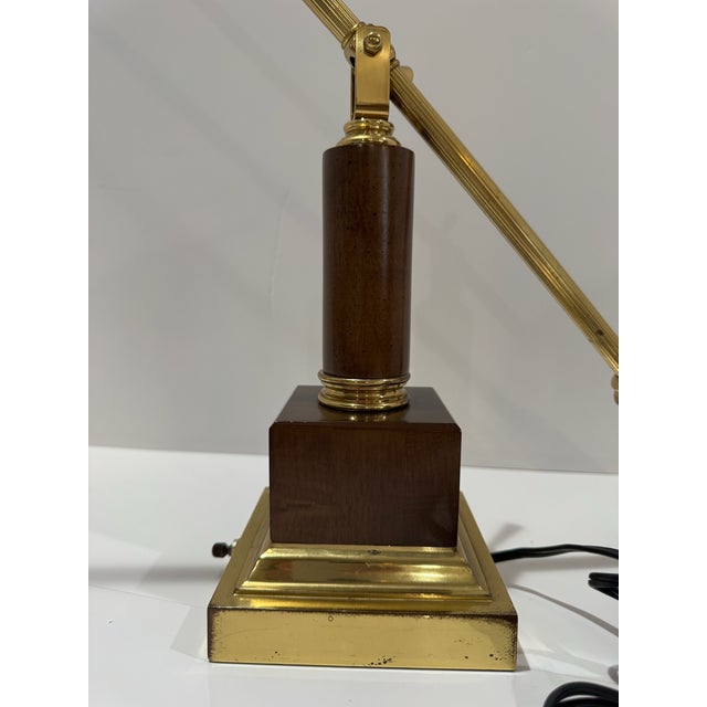 Mid-Century Modern Vintage House of Troy Brass and Wood Counterbalance Piano Desk Lamp For Sale - Image 3 of 9