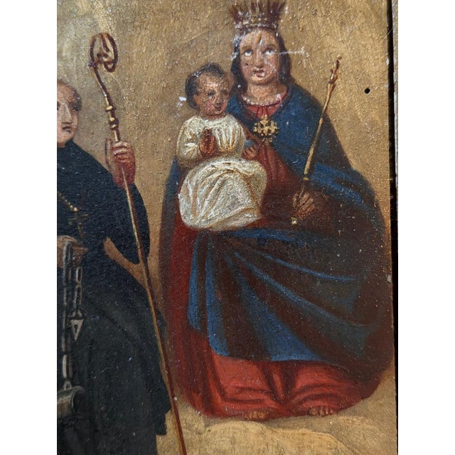 Religious 1873 German Votivtafel Prayer Station, Religious Folk Painting For Sale - Image 3 of 7