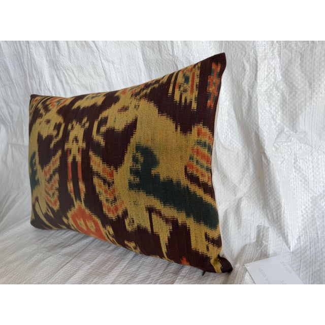 Tribal 1850 Antique Ikat Pillow - Central Asia For Sale - Image 3 of 7