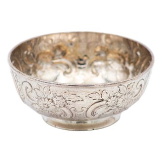 Circular Silver Bowl with Floral Motifs For Sale