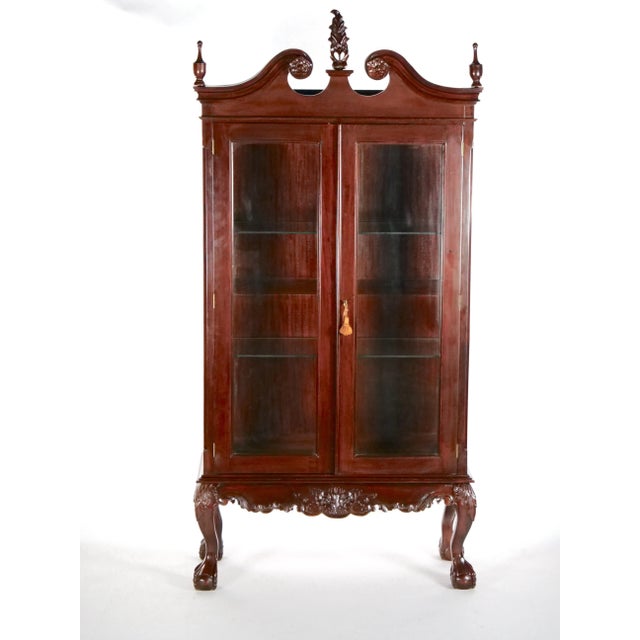 Mahogany Wood Chippendale Style Display Cabinet For Sale - Image 10 of 10
