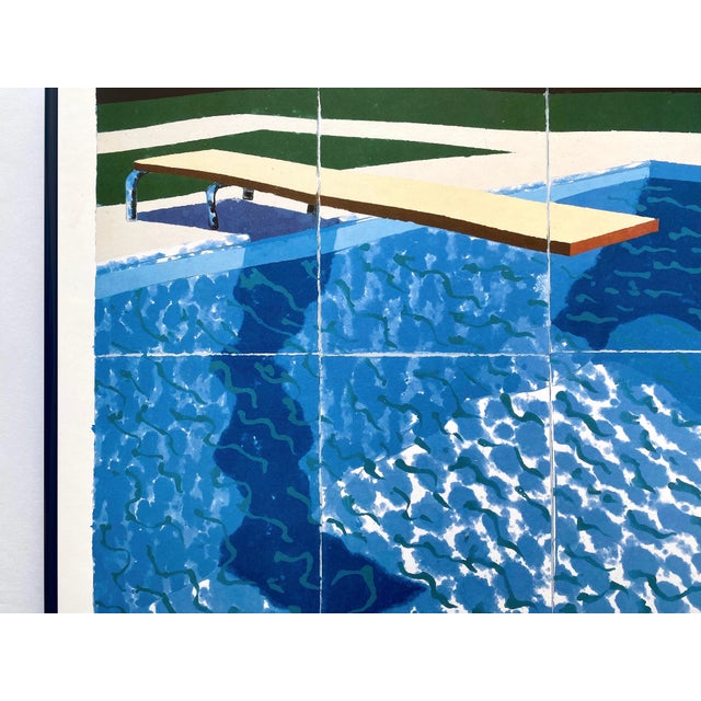 Metal David Hockney Vintage 1994 Lithograph Print Framed Large Pop Art Poster " Le Plongeur ( Paper Pool 18 ) " 1978 For Sale - Image 7 of 18
