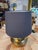 Modern Sculptural Brass Table Lamp With Blue Shade 1970's For Sale - Image 3 of 7
