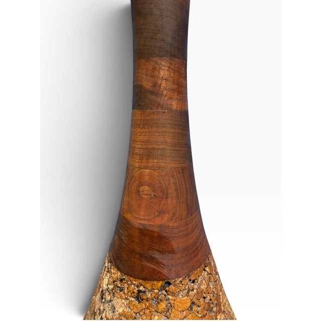 1960s 1960s Mid-Century Modern Teak & Cork Genie Bottle Style Table Lamp For Sale - Image 5 of 17