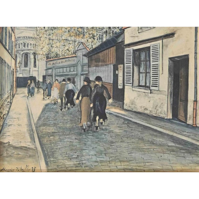 Walk Downtown is an offset and lithograph print on paper realized after a painting by Maurice Utrillo. Includes frame:...