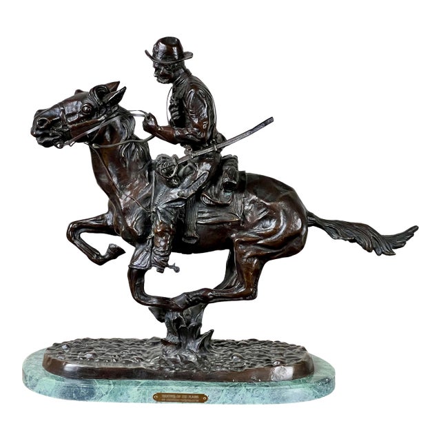 1970s After Frederick Remington “Trooper of the Plains” Lost Wax Bronze Sculpture 1909 For Sale