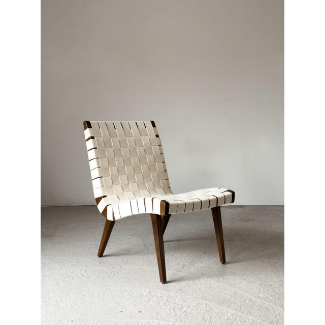 Model 654W Vostra Lounge Chair with Walnut Frame and New Webbing by Jens Risom for Knoll, 1950s For Sale - Image 11 of 14
