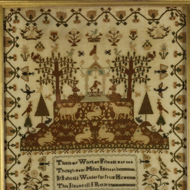 Regency period Sampler, 1827, by Maria Thurgood. The sampler is worked in silk threads on a linen ground, mainly in cross...