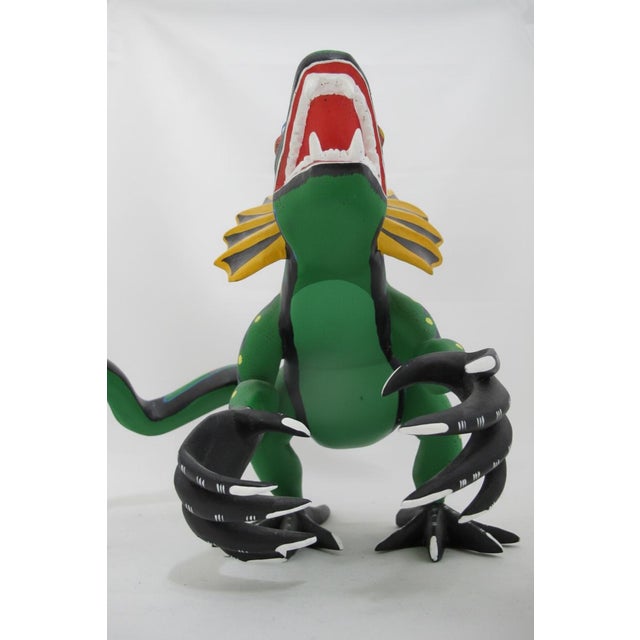 Oaxacan Alebrije Lizard Wood Carving Mexico Folk Art Figure Sculpture For Sale - Image 4 of 17