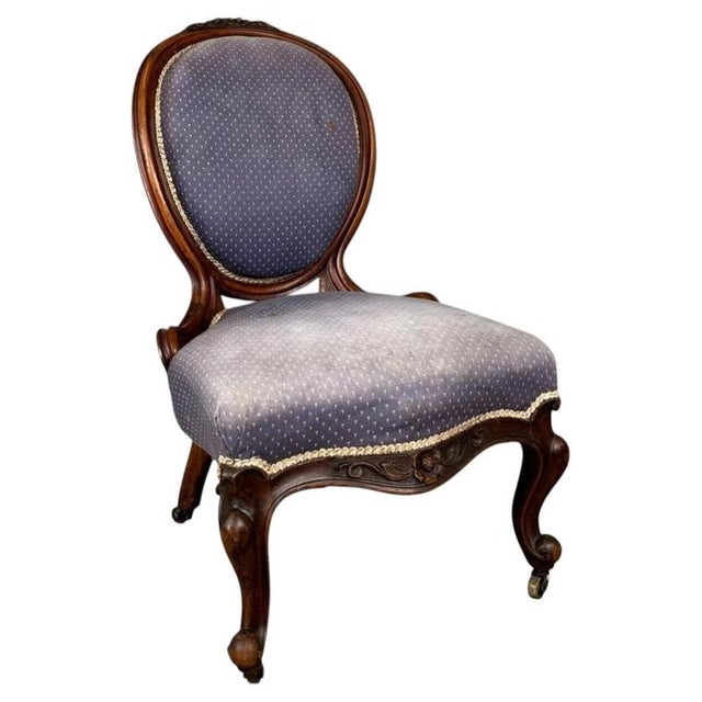 Victorian Mahogany Spoon Back Nursing Chair with Carved Cabriole Legs, 1850 For Sale - Image 6 of 7