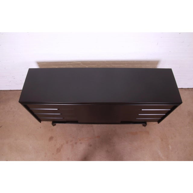 Edmond Spence Swedish Modern Black Lacquered Sideboard Credenza, Newly Refinished For Sale - Image 11 of 13