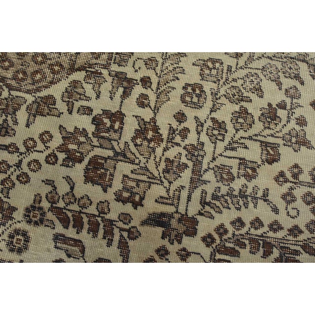 Tabriz Rug 9’11” X 12’9” Ivory Wool Vintage Distressed Hand-Knotted Carpet For Sale - Image 4 of 15