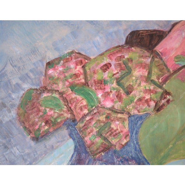 Abstracted Still Life With Flowers and a Statue For Sale - Image 4 of 5