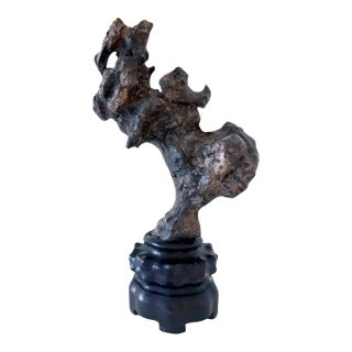 Chinese Scholar Rock Lingbi Stone on Display Stand For Sale