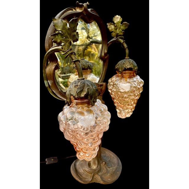 1920s A Period French Art Nouveau Lighted Figural Beveled Vanity Mirror For Sale - Image 11 of 18