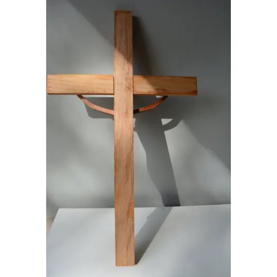Art Deco 1980s Wooden Hand Turned Jesus on the Cross For Sale - Image 3 of 6