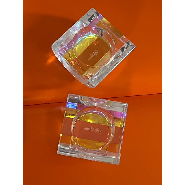 Transparent Oleg Cassini Crystal Votive Candle Holders - a Pair For Sale - Image 8 of 9