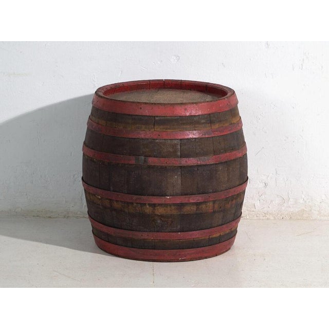 Vintage Wooden Barrel with Iron Hoops, Hungary, 1930 For Sale - Image 6 of 6