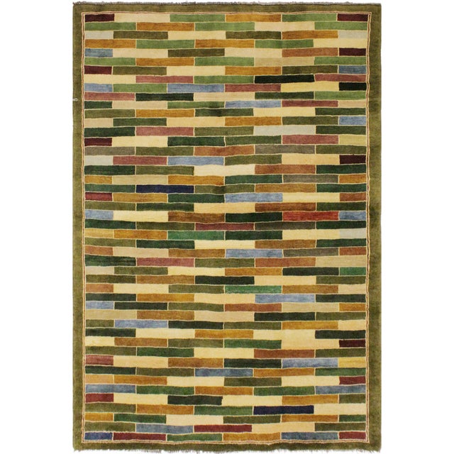Boho Chic Gabbeh Green/Blue Wool Rug - 3'10'' X 5'10'' For Sale - Image 10 of 10