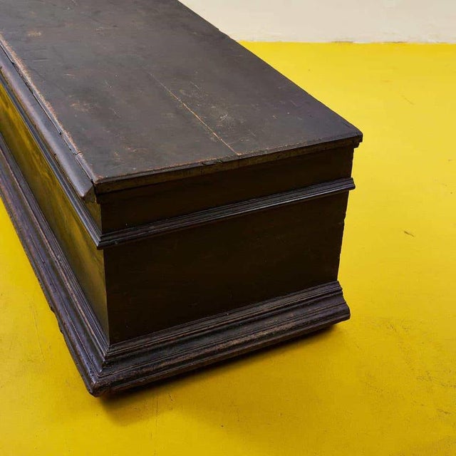 Antique Brown Wood Chest For Sale - Image 8 of 12