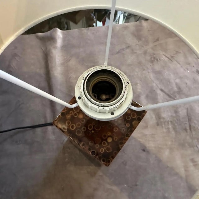 Brown 1960s Mid-Century Modern Riccardo Marzi Bamboo Resin Italian Table Lamp For Sale - Image 8 of 11